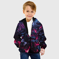 Куртка с капюшоном детская Фиолетовые кубы в фиолетовом дыме, цвет: 3D-черный — фото 2