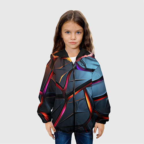 Детская куртка Разлом синих плит абстракт / 3D-Черный – фото 3