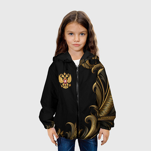Детская куртка Герб России и золотистый узор / 3D-Черный – фото 3