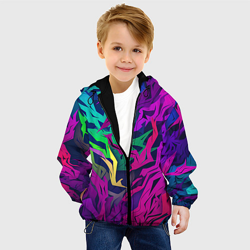 Детская куртка Кривые яркие геометрические фигуры / 3D-Черный – фото 4