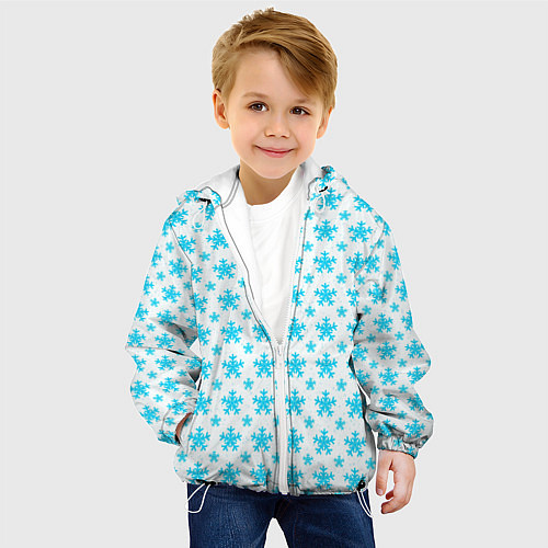 Детская куртка Паттерн снежинки бело-голубой / 3D-Белый – фото 4