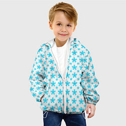 Куртка с капюшоном детская Паттерн снежинки бело-голубой, цвет: 3D-белый — фото 2