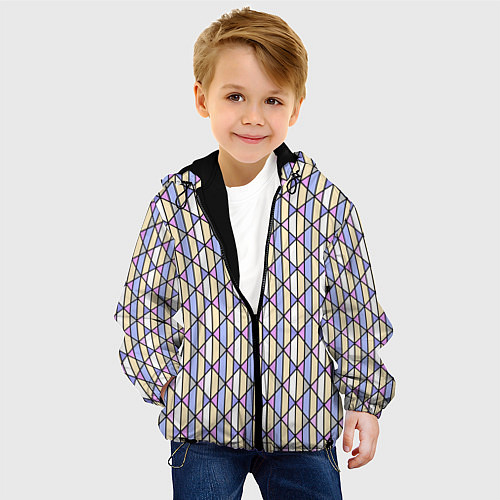 Детская куртка Геометрический светло-сиреневый / 3D-Черный – фото 4