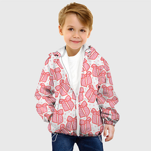 Детская куртка Узор с розовыми бантами в горошек / 3D-Белый – фото 4