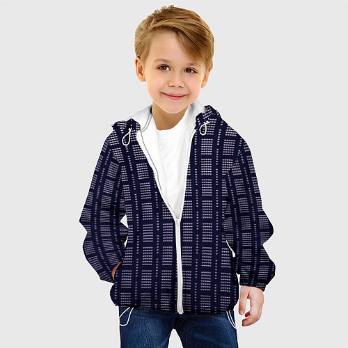 Детская куртка Тёмно-синий паттерн кружочки / 3D-Белый – фото 4