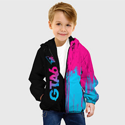 Куртка с капюшоном детская GTA6 - neon gradient по-вертикали, цвет: 3D-черный — фото 2
