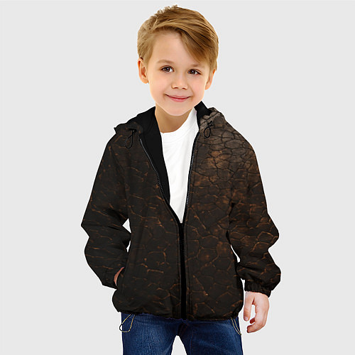 Детская куртка Темная текстура - сухая земля / 3D-Черный – фото 4