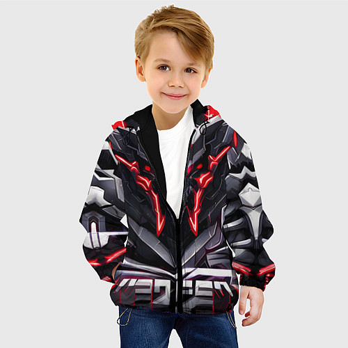 Детская куртка Красный кибернетический демон / 3D-Черный – фото 4