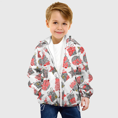 Детская куртка Праздничные узоры подарки / 3D-Белый – фото 4
