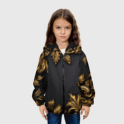 Куртка с капюшоном детская Золотые объемные листья, цвет: 3D-черный — фото 2