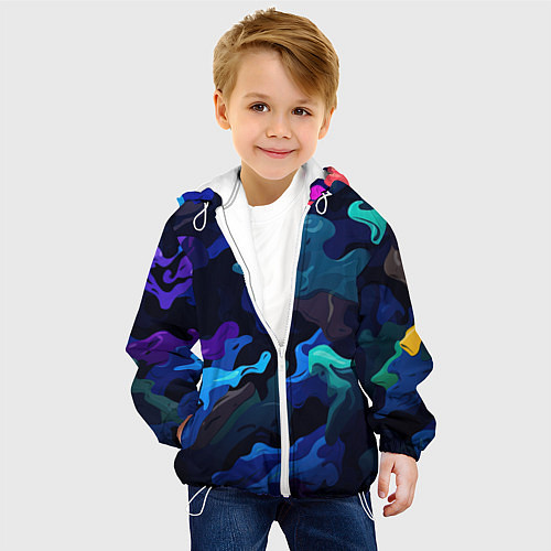 Детская куртка Камуфляж из разноцветных красок / 3D-Белый – фото 4