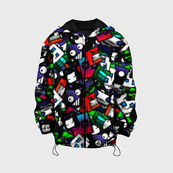 Куртка с капюшоном детская Geometry dash alllogo, цвет: 3D-черный