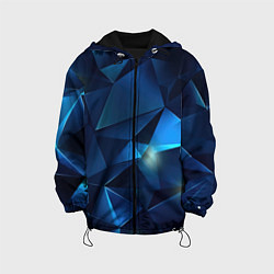 Куртка с капюшоном детская Синяя геометрическая абстракция, цвет: 3D-черный