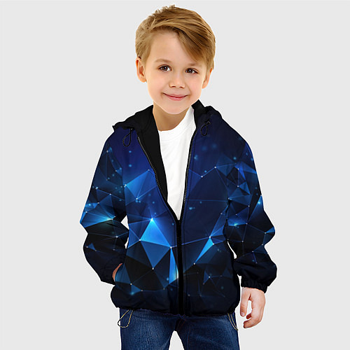 Детская куртка Синяя геометрическая абстракция / 3D-Черный – фото 4