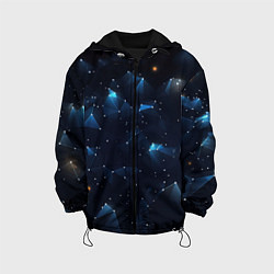Куртка с капюшоном детская Синяя геометрическая абстракция, цвет: 3D-черный
