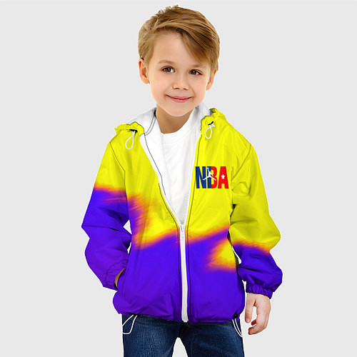Детская куртка НБА баскетбол краски неоновые желтые / 3D-Белый – фото 4
