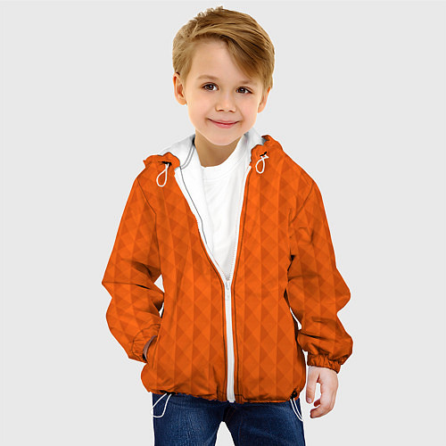 Детская куртка Объёмные пирамиды сочный апельсиновый / 3D-Белый – фото 4