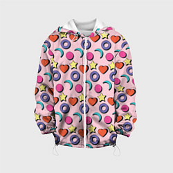 Куртка с капюшоном детская Современный узор с сердечной звездой и кругом, цвет: 3D-белый