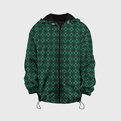 Детская куртка Тёмно-зелёный паттерн квадраты