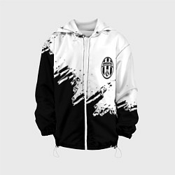 Куртка с капюшоном детская Juventus black sport texture, цвет: 3D-белый