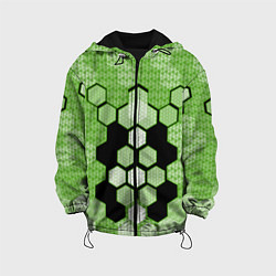 Детская куртка Зелёная кибер броня hexagons