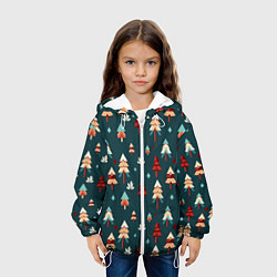 Куртка с капюшоном детская Треугольные ёлки, цвет: 3D-белый — фото 2