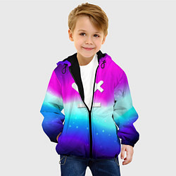 Куртка с капюшоном детская Love death robots neon gradient serial, цвет: 3D-черный — фото 2