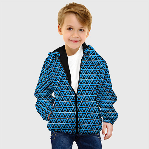 Детская куртка Синие и чёрные треугольники / 3D-Черный – фото 4