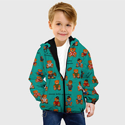 Куртка с капюшоном детская Слово пацана: мишки-персонажи, цвет: 3D-черный — фото 2