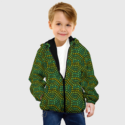 Детская куртка Салатовый витражный паттерн / 3D-Черный – фото 4