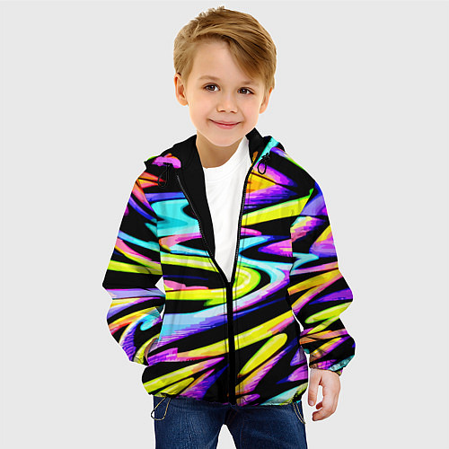 Детская куртка Экспрессивная неоновая абстракция / 3D-Черный – фото 4