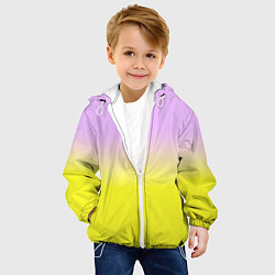 Куртка с капюшоном детская Бледно-розовый и ярко-желтый градиент, цвет: 3D-белый — фото 2