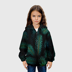 Куртка с капюшоном детская Хвоя - паттерн, цвет: 3D-черный — фото 2