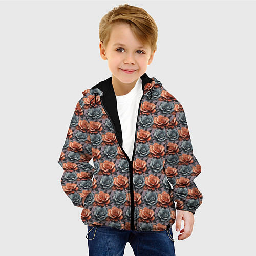 Детская куртка Цветочный патерн / 3D-Черный – фото 4