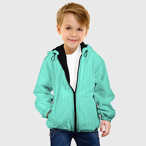 Детская куртка Мятный тонкие полосы / 3D-Черный – фото 4