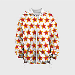 Куртка с капюшоном детская Красные звезды с контуром, цвет: 3D-белый