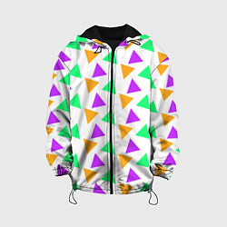 Куртка с капюшоном детская Яркие треугольники, цвет: 3D-черный