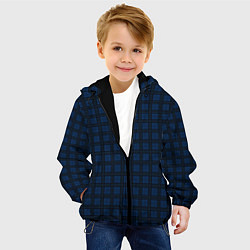 Куртка с капюшоном детская Чёрно-синий клетчатый, цвет: 3D-черный — фото 2