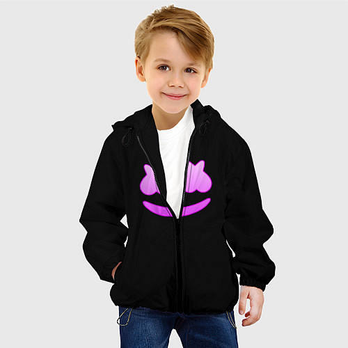 Детская куртка Маршмеллоу розовый градиент лого / 3D-Черный – фото 4