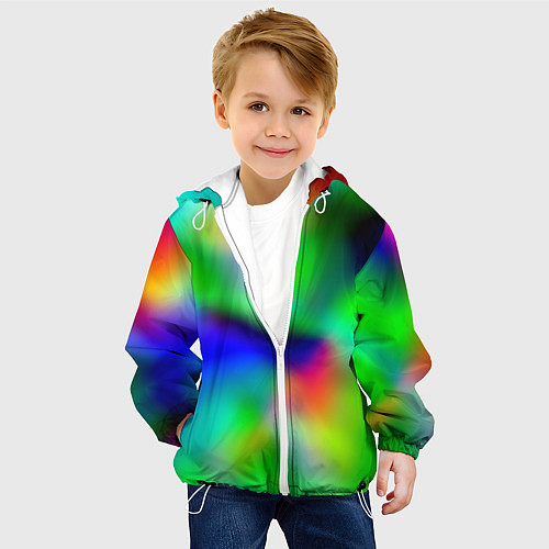 Детская куртка Психоделический неоновый градиент / 3D-Белый – фото 4