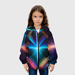 Куртка с капюшоном детская Светящиеся лучи в квадрате, цвет: 3D-черный — фото 2