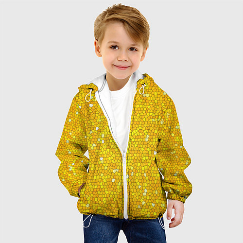 Детская куртка Веселая мозаика желтая / 3D-Белый – фото 4