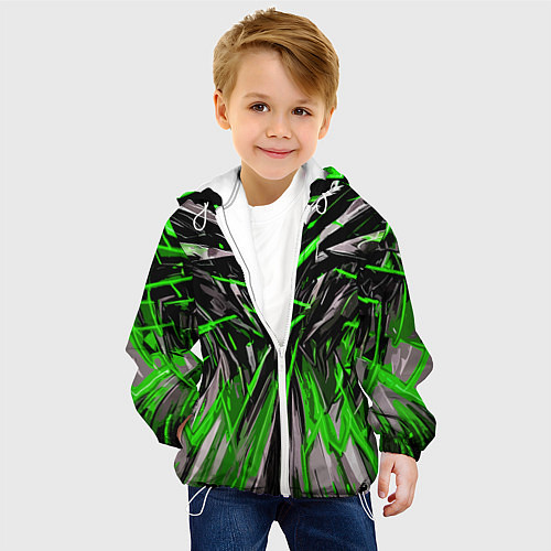 Детская куртка Череп и зелёные полосы / 3D-Белый – фото 4