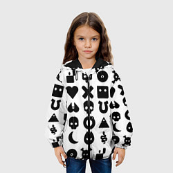 Куртка с капюшоном детская Love death robots pattern white, цвет: 3D-черный — фото 2