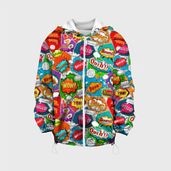 Куртка с капюшоном детская Bang Boom Ouch pop art pattern, цвет: 3D-белый