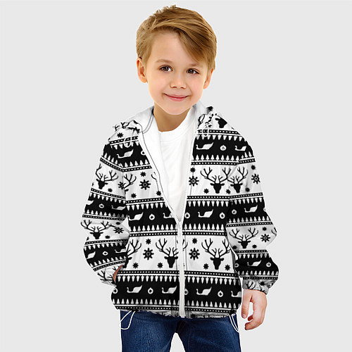 Детская куртка Новогодний свитер с оленями / 3D-Белый – фото 4