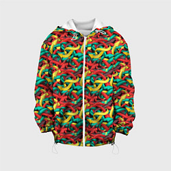 Куртка с капюшоном детская Переплетающиеся стрелки, цвет: 3D-белый