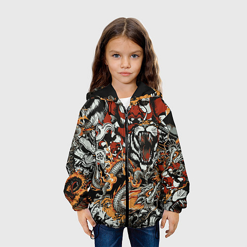 Детская куртка Самурай дракон и тигр / 3D-Черный – фото 3