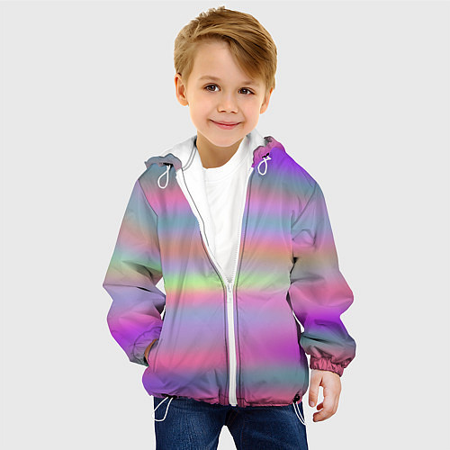 Детская куртка Голографические неоновые полосы / 3D-Белый – фото 4