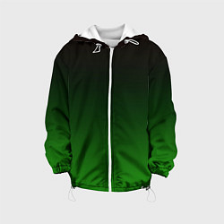 Куртка с капюшоном детская Чёрно зелёный градиент, цвет: 3D-белый